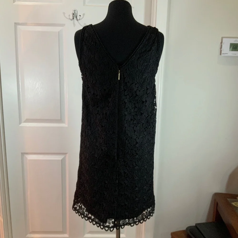 Kate Spade Leaf Lace Black Sleeveless Shift Dress Size 8